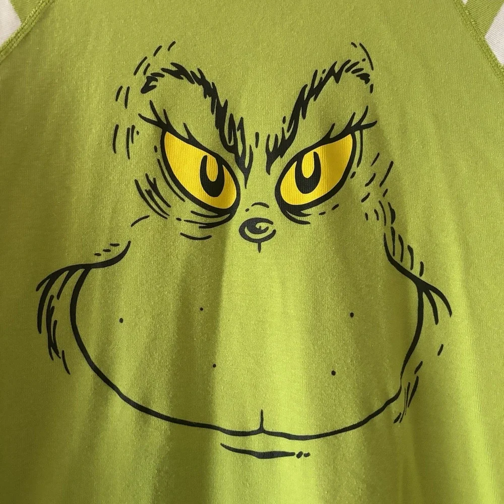 Hanna Andersson Grinch Pajama Top Adult Large‎ Organic Cotton Green Stripes